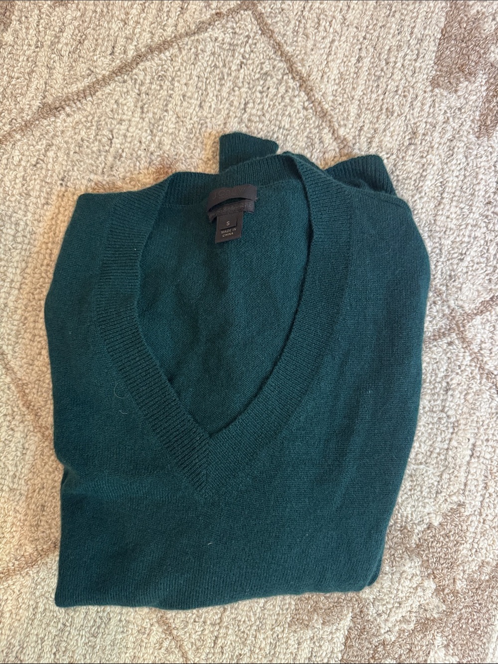 J. Crew Women's Deep Teal Oversized Boyfriend V-Neck Sweater